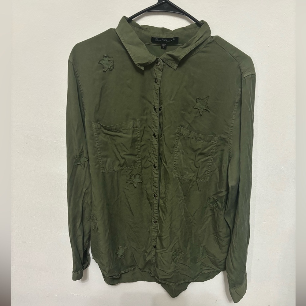 Velvet heart botton down top